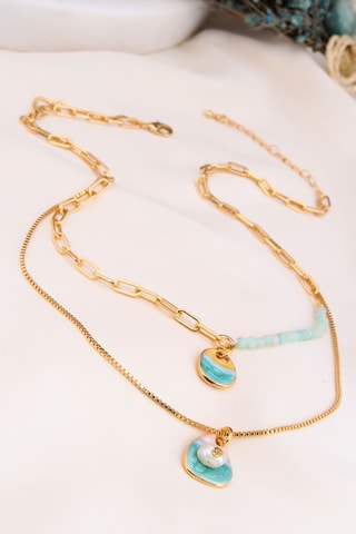 Collier - Plaqué or jaune et aigues-marines