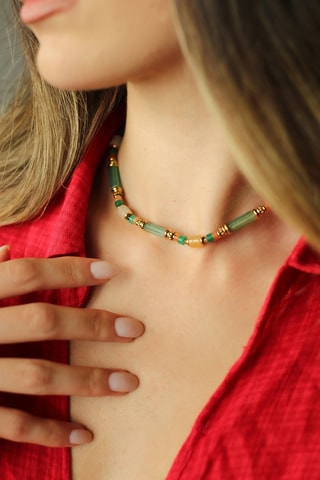 Collier - Plaqué or jaune, citrines et agates