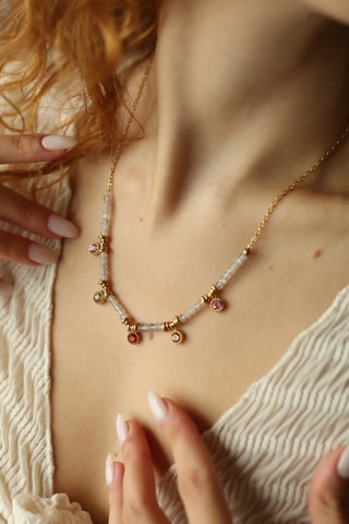 Collier - Plaqué or jaune et zircons