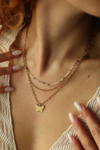 Collier - Plaqué or jaune et zircons 