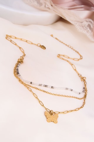 Collier - Plaqué or jaune et zircons 