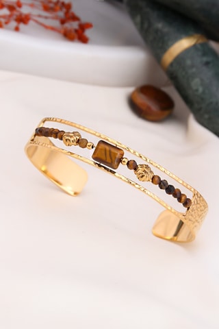 Jonc - Plaqué or jaune et œils-de-tigre