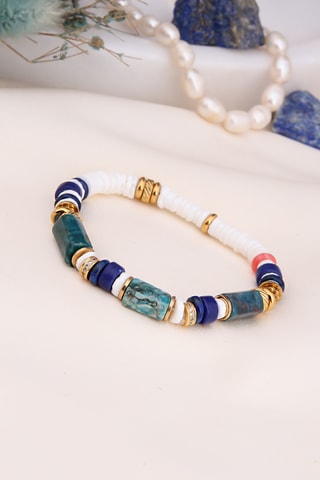 Bracelet - Plaqué or jaune, jaspes et opales