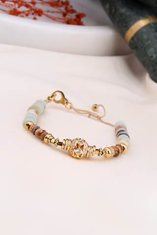 Bracelet - Plaqué or jaune, jaspes et zircons