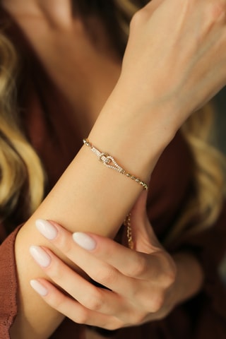 Bracelet - Plaqué or jaune et zircons