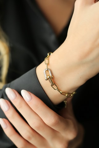 Bracelet - Plaqué or jaune et zircons