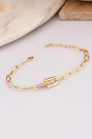 Bracelet - Plaqué or jaune et zircons