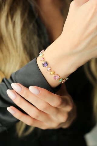 Bracelet - Plaqué or jaune et zircons