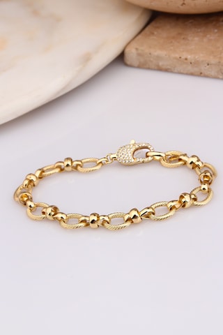 Bracelet - Plaqué or jaune et zircons