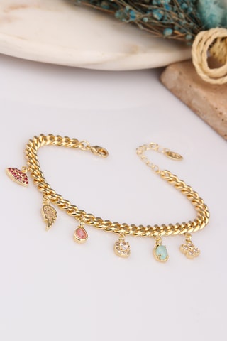 Bracelet - Plaqué or jaune et zircons 