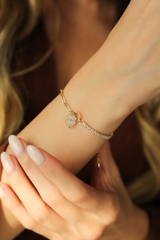 Bracelet - Plaqué or jaune et zircons