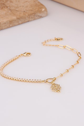 Bracelet - Plaqué or jaune et zircons