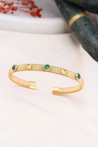 Jonc - Plaqué or jaune et zircons