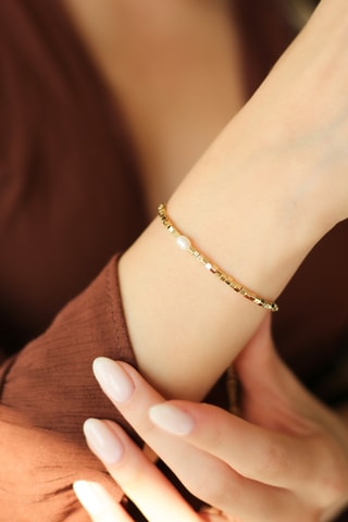 Bracelet - Plaqué or jaune et zircon
