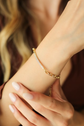 Bracelet - Plaqué or jaune et zircons