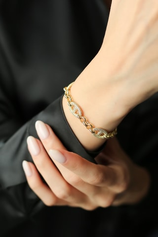 Bracelet - Plaqué or jaune et zircons