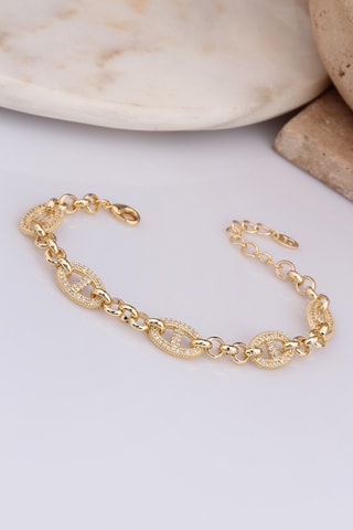 Bracelet - Plaqué or jaune et zircons