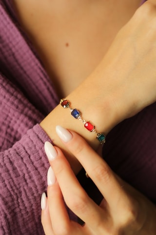 Bracelet - Plaqué or jaune et zircons