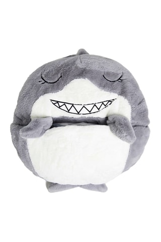 Sac de couchage transformable en oreiller requin - Gris et blanc - 135 x 50 cm