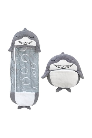 Sac de couchage transformable en oreiller requin - Gris et blanc - 135 x 50 cm