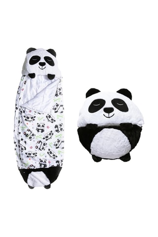 Sac de couchage transformable en oreiller panda - Blanc et noir - 170 x 70 cm
