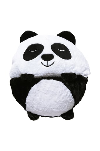 Sac de couchage transformable en oreiller panda - Blanc et noir - 170 x 70 cm