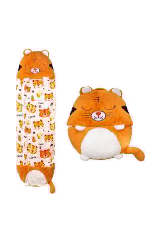 Sac de couchage transformable en oreiller tigre - Orange - 170 x 70 cm