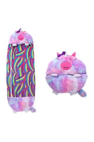 Sac de couchage transformable en oreiller licorne - Rose et violet - 170 x 70 cm