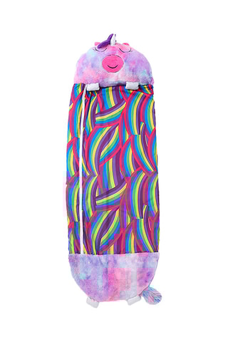 Sac de couchage transformable en oreiller licorne - Rose et violet - 170 x 70 cm