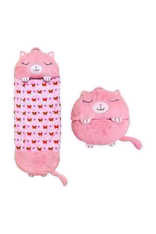 Sac de couchage transformable en oreiller Chaton - Rose - 170 x 70 cm