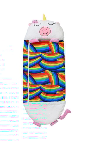 Sac de couchage transformable en oreiller licorne - Blanc et rose - 170 x 70 cm