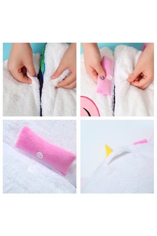 Sac de couchage transformable en oreiller licorne - Blanc et rose - 170 x 70 cm