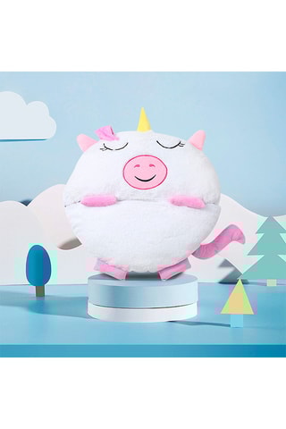 Sac de couchage transformable en oreiller licorne - Blanc et rose - 170 x 70 cm