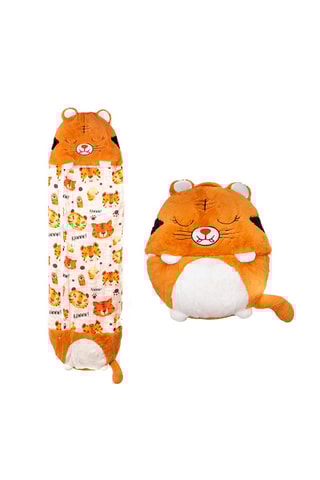 Sac de couchage transformable en oreiller tigre - Orange - 135 x 50 cm