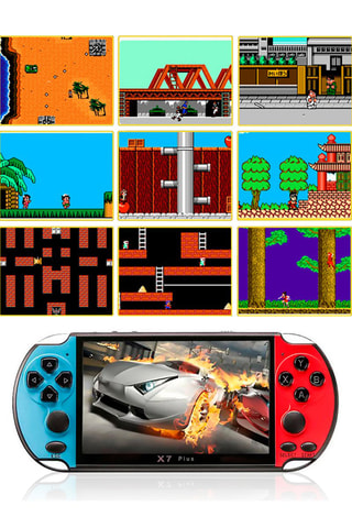 Console de jeux vidéo X7 écran 5,1 pouces - Bleu et rouge