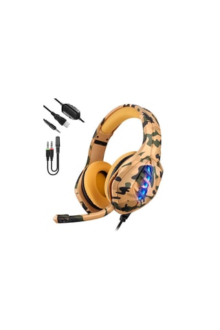 Casque gaming J1 - Beige et vert