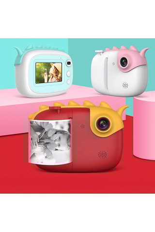 Appareil photo numérique A6 avec impression instantanée -  28 Mpx - Blanc et turquoise