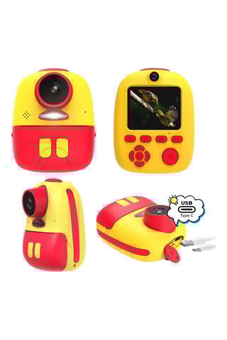 Appareil photo numérique pour enfants avec impression instantanée - Jaune et rouge