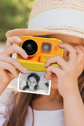 Appareil photo numérique pour enfants avec impression instantanée - Jaune et orange