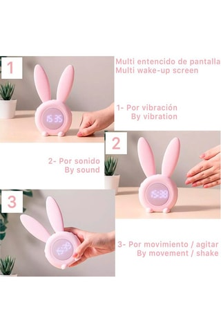 Réveil pour enfant avec lumière Bunny - Rose clair