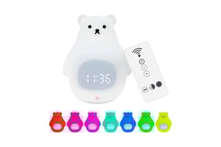 Réveil avec veilleuse LED multicolore pour enfant - Blanc