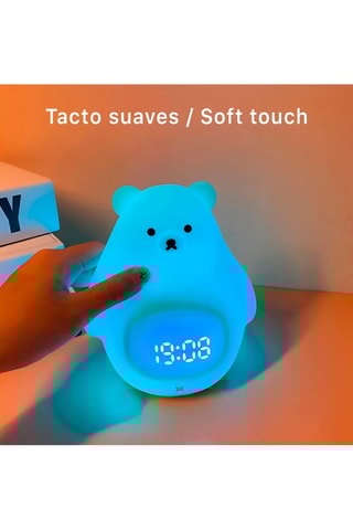 Réveil avec veilleuse LED multicolore pour enfant - Blanc