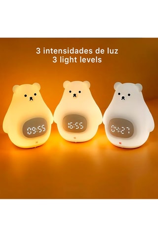 Réveil avec veilleuse pour enfant Ours Polaire - Blanc