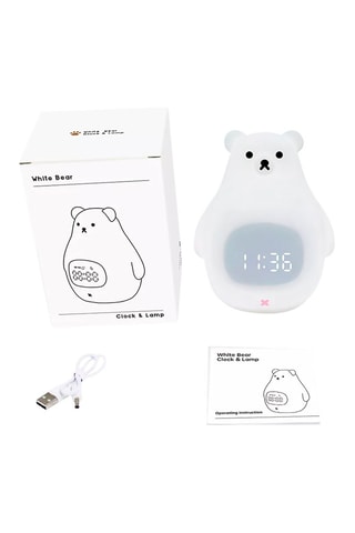 Réveil avec veilleuse pour enfant Ours Polaire - Blanc