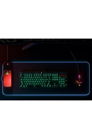 Tapis de gaming avec LED et chargeur rapide sans fil Qi - Noir