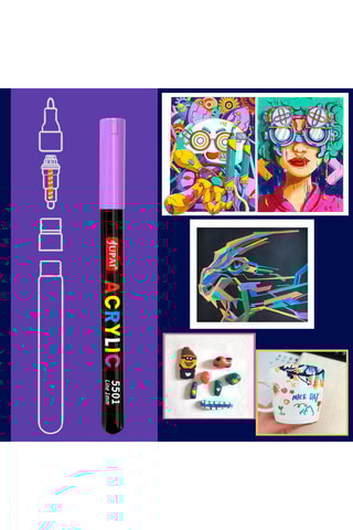 12 marqueurs pour peinture acrylique  -  12 encres