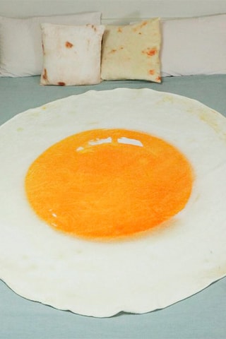 Plaid œuf au plat - 120 cm - Jaune et blanc