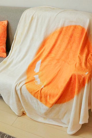 Plaid œuf au plat - 120 cm - Jaune et blanc