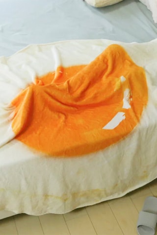 Plaid œuf au plat - 120 cm - Jaune et blanc