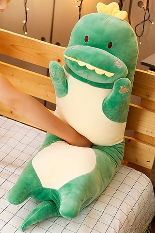 Coussin dinosaure - Vert et écru - 70 cm